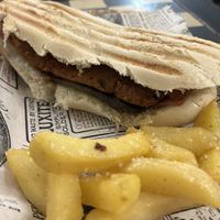 Seitan sandwich -tastes better than looks  at Vegan Rock in Sevilla