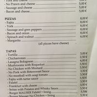 Current English menu at Vegan Rock in Sevilla