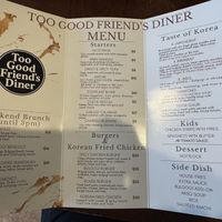 Menu  at Too Good Friend's Diner in Acton