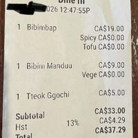 Receipt   at Too Good Friend's Diner in Acton