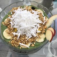 Green bowl  at Dawn on the Amazon Cafe in Iquitos