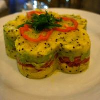 Causa (Vegan) at Dawn on the Amazon Cafe in Iquitos