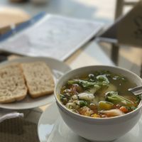 Quinoa soup with vegetables. Also ayahuasca friendly   at Dawn on the Amazon Cafe in Iquitos