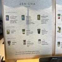 Menu!  at Zen Cha Matcha in Darien