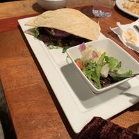 black bean pocket a wee spicy but amazing flavor! super messy to hold & eat  at Pita Jungle - Dana Park in Mesa