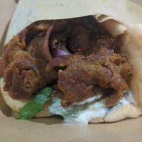 Gyros, gyros, cheesecake, gyros at Sacred Garden Plant Based Deli in Rhodes