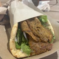 Beautiful seitan gyro, so good we immediately ordered another!   at Sacred Garden Plant Based Deli in Rhodes