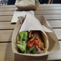 Gyros pita at Sacred Garden Plant Based Deli in Rhodes