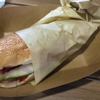 Hotdog at Sacred Garden Plant Based Deli in Rhodes