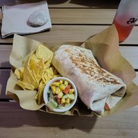 Burrito at Sacred Garden Plant Based Deli in Rhodes