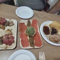 Käseplatte mit Wurstersatz. Sooo lecker at Sacred Garden Plant Based Deli in Rhodes