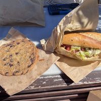 Baguette and choc chip cookie  at Sacred Garden Plant Based Deli in Rhodes