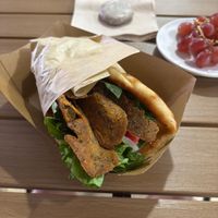 gyros pita at Sacred Garden Plant Based Deli in Rhodes