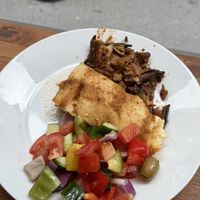 Vegan Moussaka with salad   at Kleftiko in London