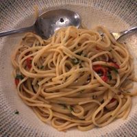 Pasta aglio olio made vegan at Steak house Restaurant Sepata in Qarku I Vlorës