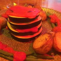 Replacement aubergine & pepper stack without the fried tofu at Circle Cafe Bar in Carlisle
