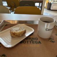 Americano coffee and lemon&poppy seeds cake  at Forno e Bottega Amemi in Carugate