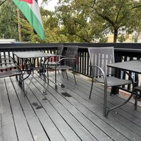 Some of the outdoor seating (there’s also a covered area)  at Worker’s Tap in Portland