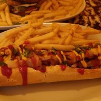 Classic hot dog at Big Scoffs Diner in Leeds