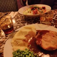 Steak salad - Pie, peas, mash and gravy. at Big Scoffs Diner in Leeds