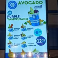 Avo dessert menu at Miguelitos Ice Cream in Melbourne