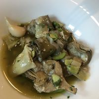 Starter: marinated artichoces with green beans at Aterina in Korcula
