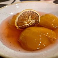 Peaches in white wine (dessert)  at Aterina in Korcula