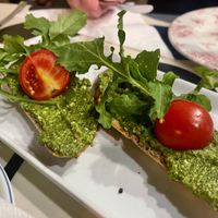 Vegan basil pesto bruschetta  at Aterina in Korcula