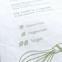 Vegan/vegetarian marking in the menu at Aterina in Korcula