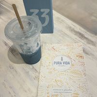 Butterfly pea flower ginger oat mylk   at Pura Vida Miami  in Naples