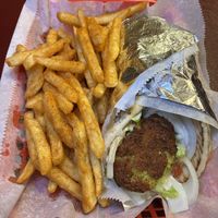 Falafel Sandwich with fries  at Jordan Valley Restaurant in Pensacola