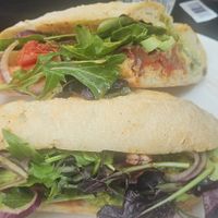 Special: sourdough sandwich with Avo, cashew cheese, sundried tom, onion, leaves.... at The Slade Cafe in London