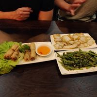 Crispy rolls and two vegetable starters at Pho Bluewater in England