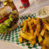 Burger and chips francais at La Cocinita Verde in Bogota