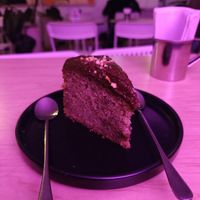 Chocolate, banana & peanut butter cake, yum! at La Cocinita Verde in Bogota