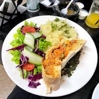 Menú del día main course was a sort of wellington/pastry with mash & salad  at De Nobles in Bogota