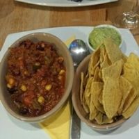 vegan Chilli and tortilla crisps  at Cafe Nom De Plume in Edinburgh