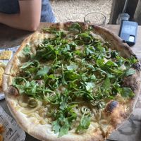 Za’atar Onion Pie (I added olives)  at Ponysaurus Brewing Co. in Wilmington