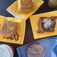 Biscuit, cinnamon roll, and mushroom danish  at Bub's Bakery in New York City