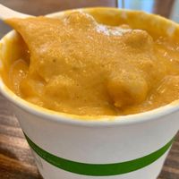 Vegan Creamy Cashew Carrot Ginger soup  at The Farmhouse Deli and Pantry in Douglas