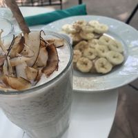 Coconut smoothie and banana sandwich  at Juice Bar at the Harmony Hotel in Nosara