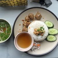 Beef Meatballs with Garlic Sauce  at Quan Chay Tu Tam in Da Lat