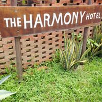 Consistent with the low key atmosphere of the hotel, the sign is a little difficult to see from the main road.   at Harmony Hotel Restaurant in Nosara