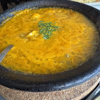 Sizzling hot heart of palm stew, served with rice  at Comida de Santo in Lisboa