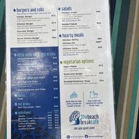 Menu; October 2025  at THE BEACH BREAK in Delaware