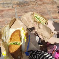 Two sandwich options, the first one is the vegan tuna and the second is the focaccia with pesto at antirush | speciality coffee in Malaga