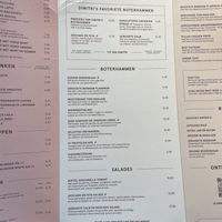 Menu  at Vlaamsch Broodhuys Elandsgracht Amsterdam in Noord-holland