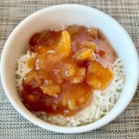Steamed rice with mango chutney  at Al-Andalus in Dubai