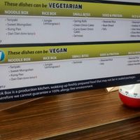 Vegan menu at Wok Box in Dartmouth