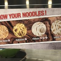 Vegan noodles marked by V at Wok Box in Dartmouth